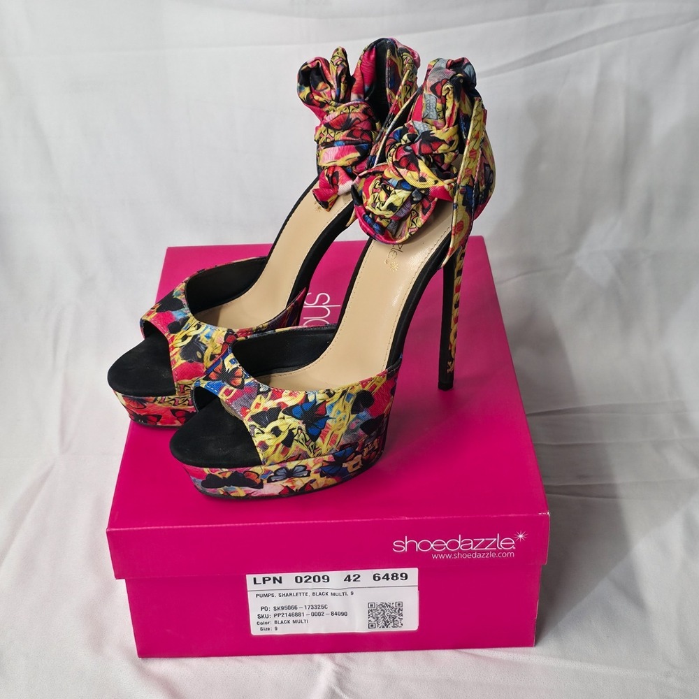 Shoedazzle Women's Sharlette Multicolored Platform Pumps Size 9